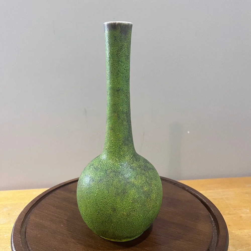 Vtg Haeger Lime Peel Textured‎ Green Bulb Vase Bud MCM 10